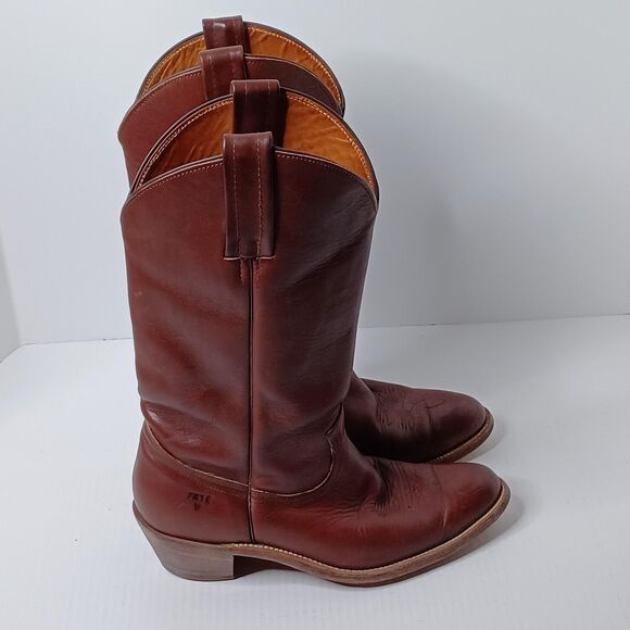 Frye Boots Mens 9.5 Leather Cowboy Western Round Toe Made in USA Ranch Rodeo - Picture 6 of 11